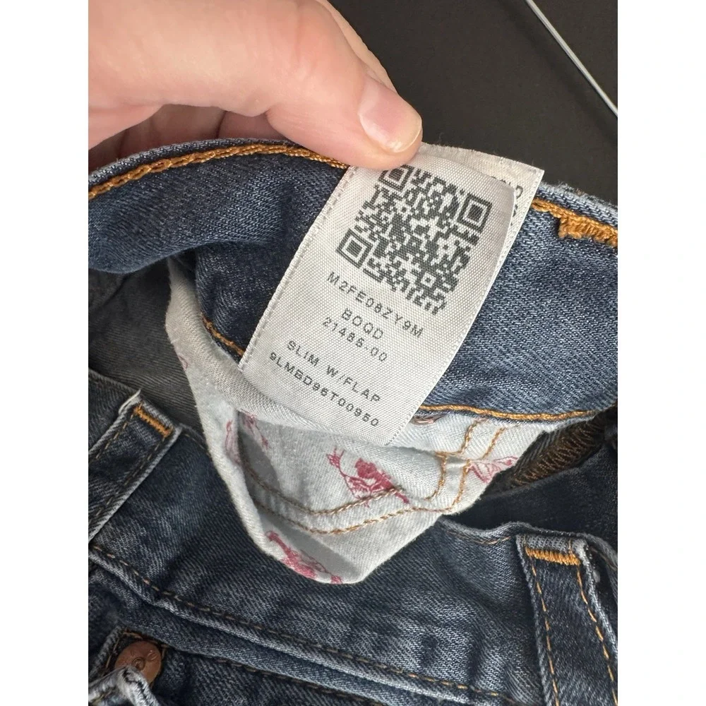 True Religion World Tour Section Slim Seat Jeans Light-Mid Wash Men's 32 USA Y2K